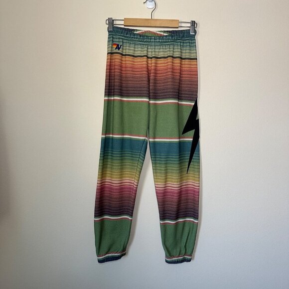 Aviator Nation Serape Bolt Stitch Sweatpants Womens Size XS Jungle Green - Picture 5 of 11